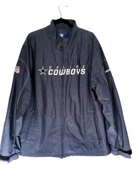 REEBOK- MENS BLUE LIGHT WEIGHT ZIP-UP CLOSURE POCKETS WINDBREAK JACKET SIZE XL